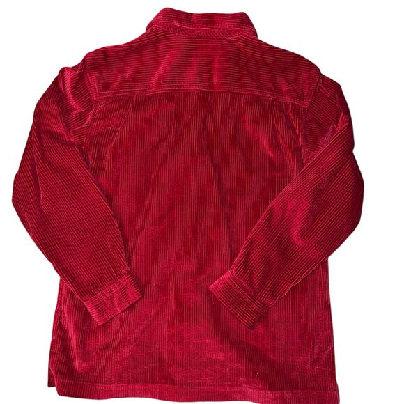 Vintage L.L Bean Button Long Sleeve Corduroy Red Shirt Jacket womens size small - Picture 2 of 7